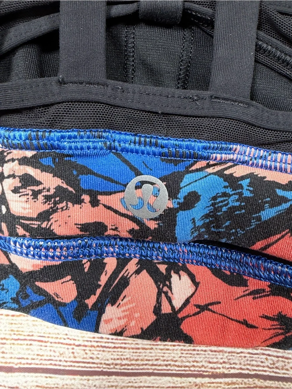 Lululemon Blue &‎ Coral Floral Butterfly Strappy Sports Bra